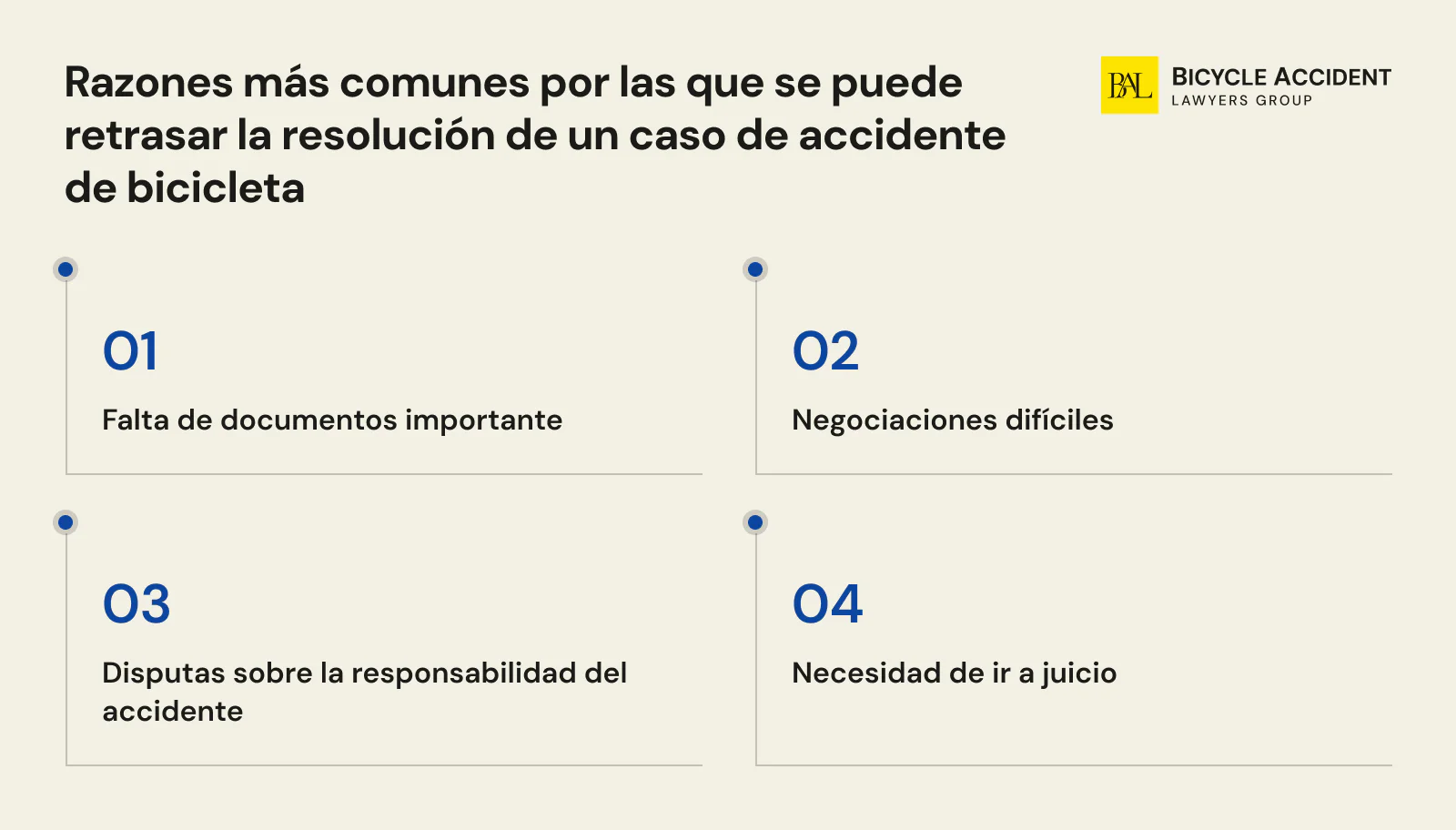 Razones mas comunes por las que se puede retrasar la resolucion de un caso de accidente de bicicleta