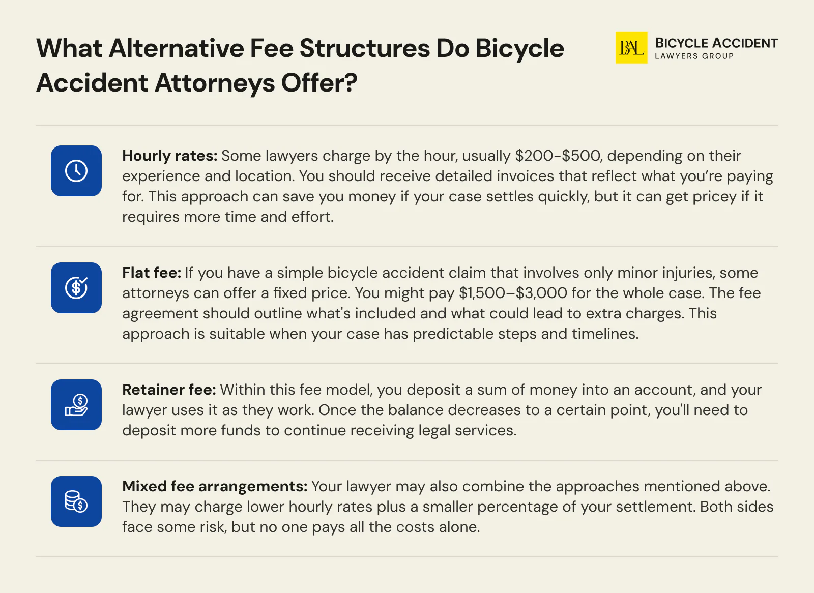 Bicycle Accident Lawyers Alternative Fees Structures
