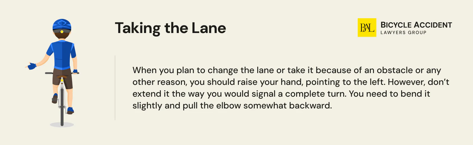 Taking the lane bike hand signal