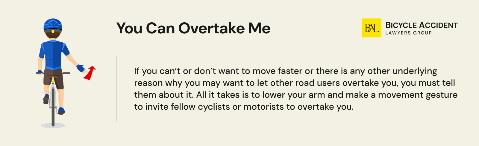 You can overtake me bike hand signal