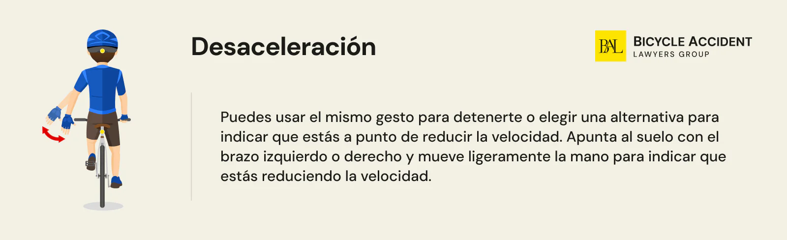 desaceleracion señale manuale para ciclistas